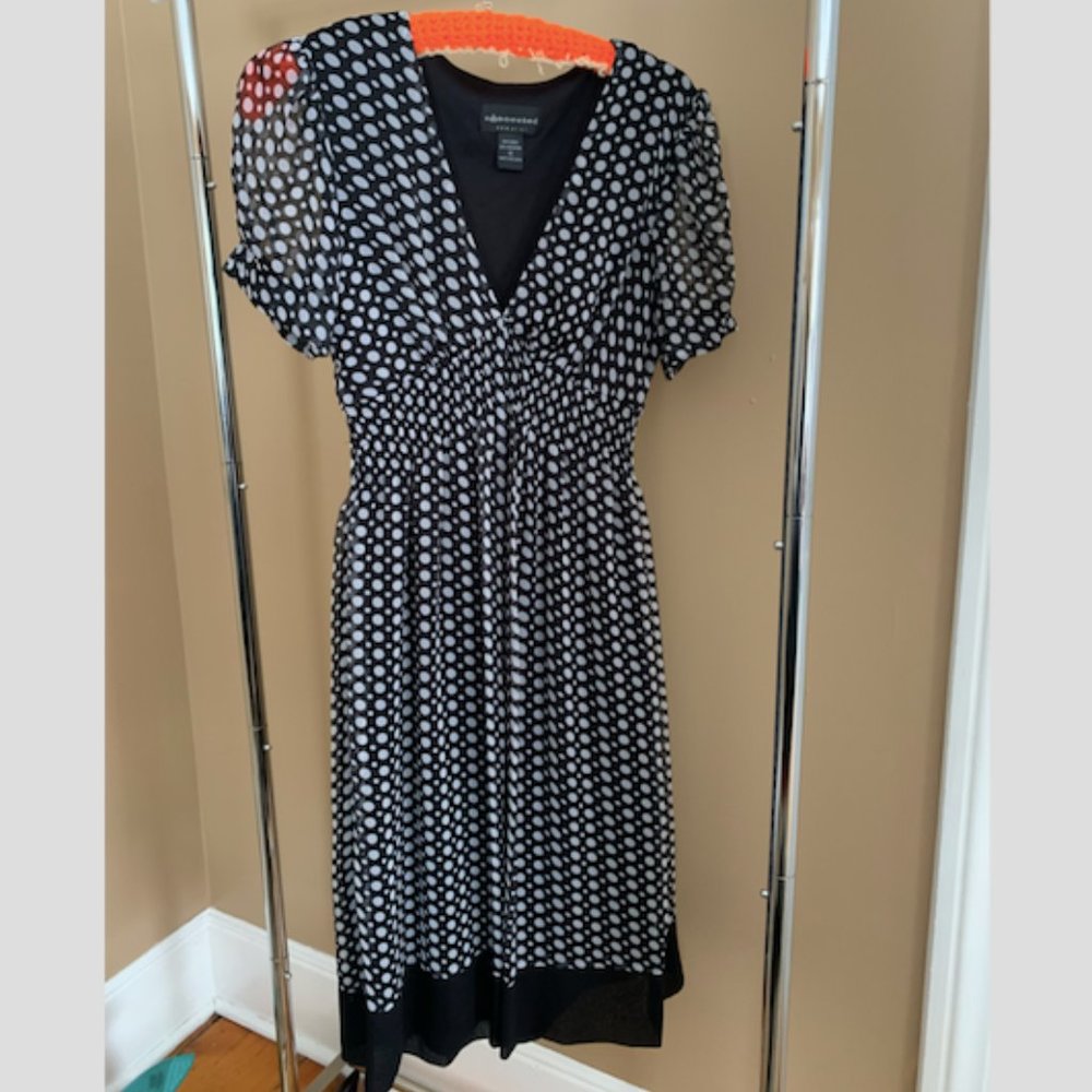 Vintage "Connected Apparel" Polka Dot Puff Sleeve Dress